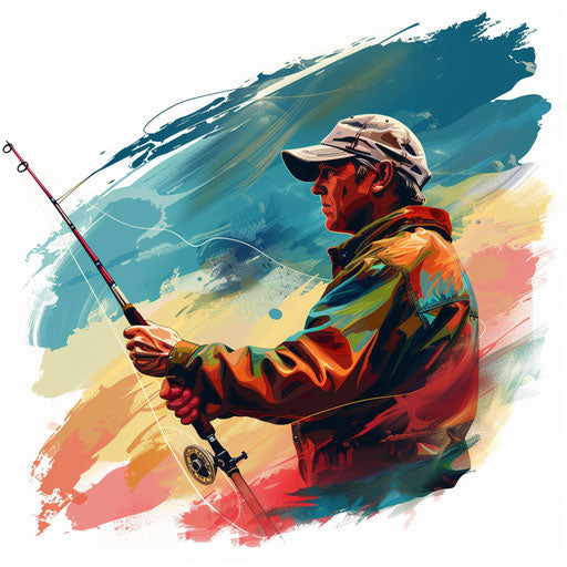 Fisherman clipart in photo realistic style on random background