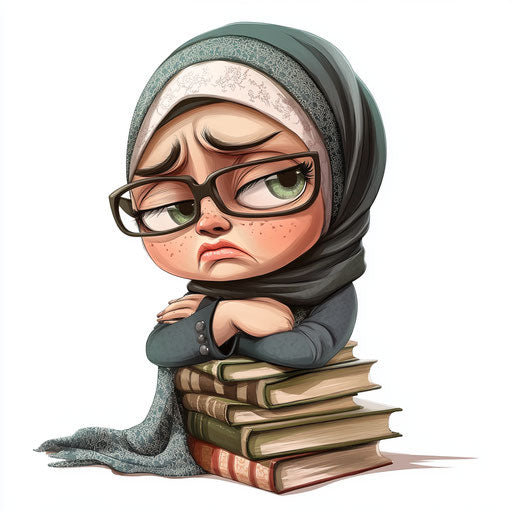 Humorous caricature of a hijab caricature clipart with human characteristics