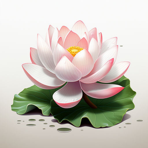 Lotus flower clipart in the style of Chiaroscuro Art on white background