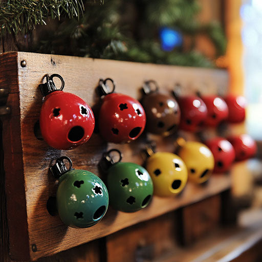 Jingle bells as markers on a homemade advent calendar