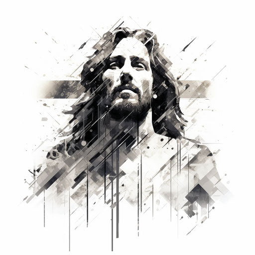 Vector black and white tattoo of Jesus