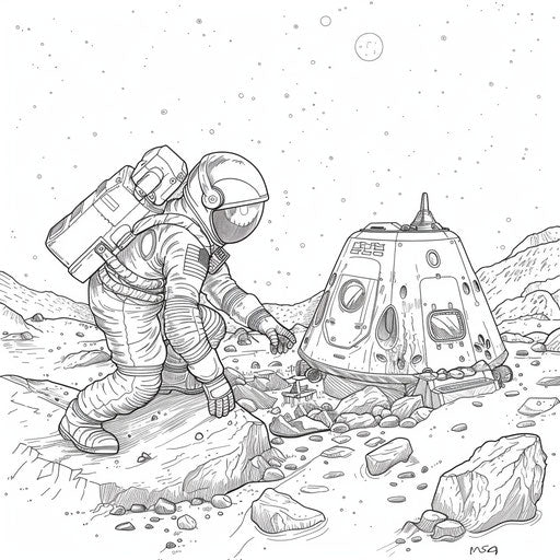 An astronaut building a space habitat on Mars