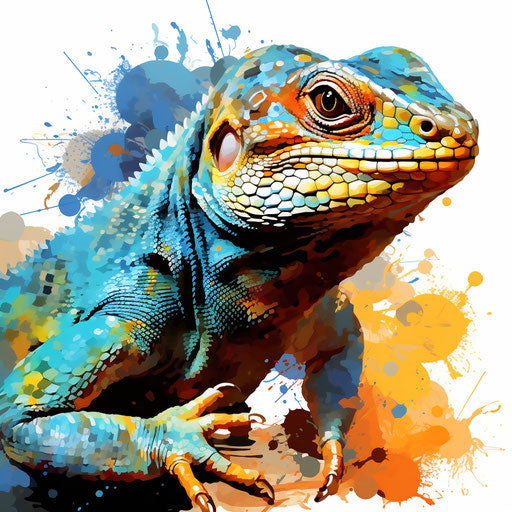 Lizard clipart in the style of Impressionistic Art, on a white background