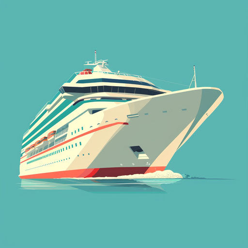Cruise in photo realistic style on flat turquoise backdrop