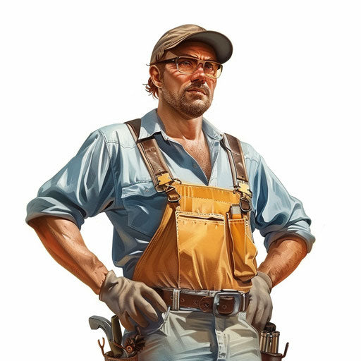 Handyman clipart in realistic style on white background