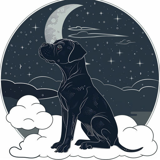 Mystical clipart style flat tattoo sketch of a dog