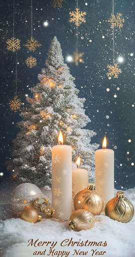 Christmas and New Year Wishes with Christmas Candles