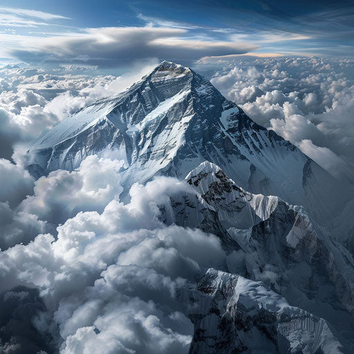 Aerial view of Everest with dramatic clouds