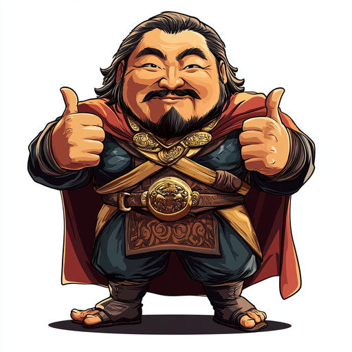 Humorous caricature of a Genghis Khan clipart with human traits