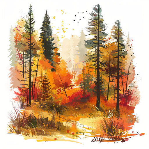 Tattoo sketch of Russian forest in autumn