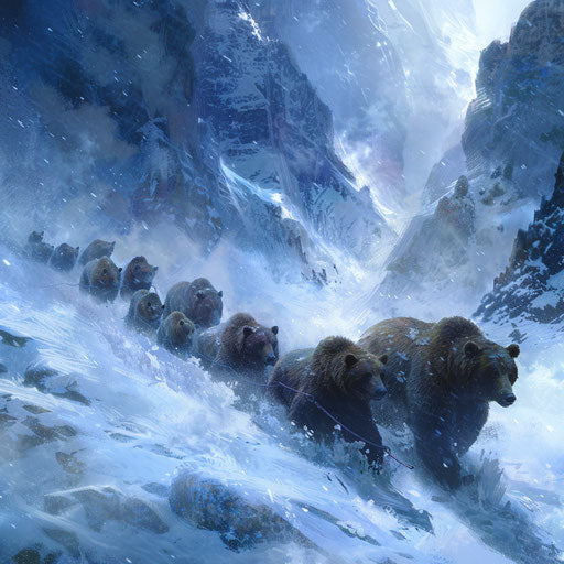 Bears journeying through the blizzard