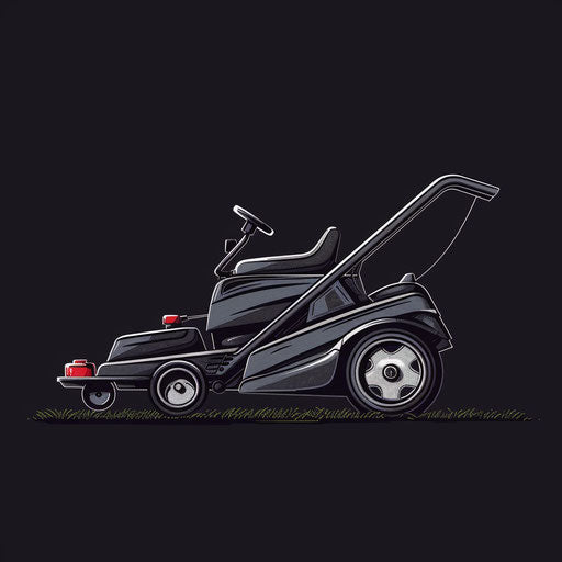Realistic lawn mower clip art on dark charcoal background