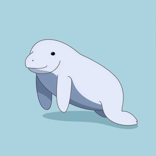 Minimalist-style manatee clipart on white background