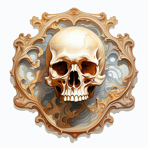 Bone illustration in the style of oil painting on white background