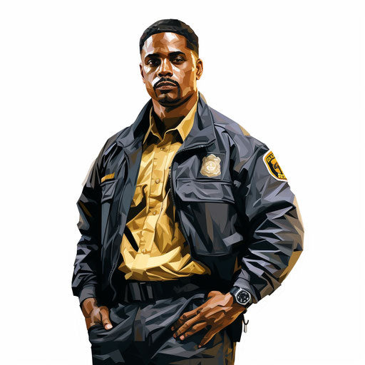 Security guard clipart in the style of Oil painting