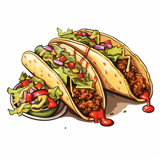 Taco clipart in the style of Chiaroscuro Art, on white background
