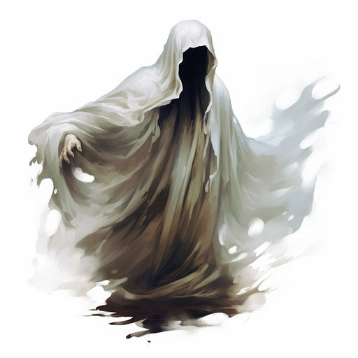 Ghost illustration in the style of Oil painting on white background