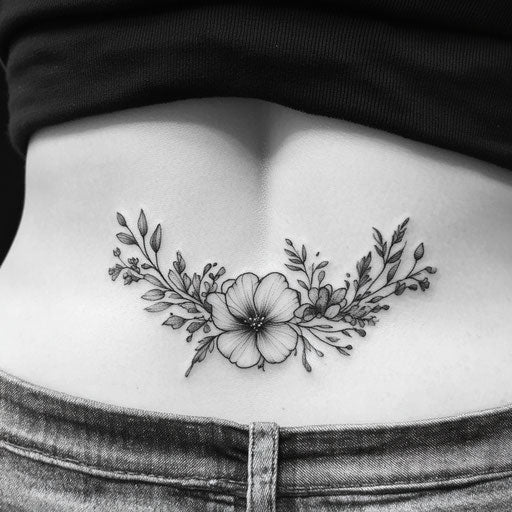 Lower back tattoos for women on Pure White Background