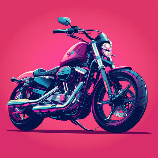 Realistic motorbike clipart on bright magenta background