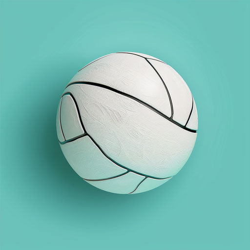 Volleyball clipart in realistic style on flat turquoise backdrop