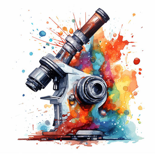 Microscope clipart in the style of Oil painting, on a white background