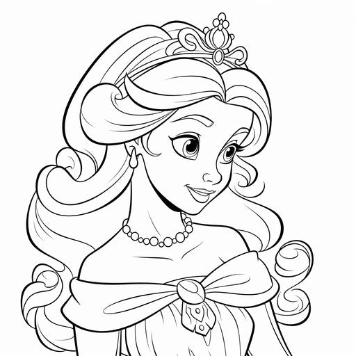 Princess coloring pages, Disney coloring book, simplistic vector art