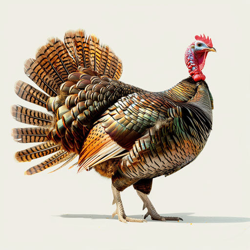 Realistic Thanksgiving turkey clipart on flat white background