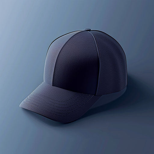 Realistic cap clipart on flat indigo background with blur
