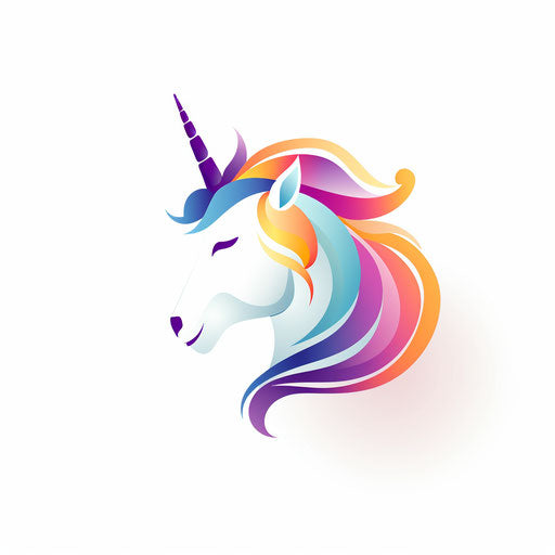 Unicorn head clipart in Minimalist style, on a white background