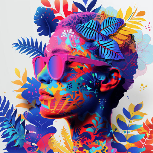 Photo realistic people clipart on a flat and white background, vibrant hues and intricate patterns