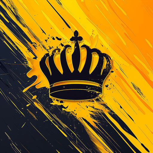 Crown logo in black and yellow on vibrant background