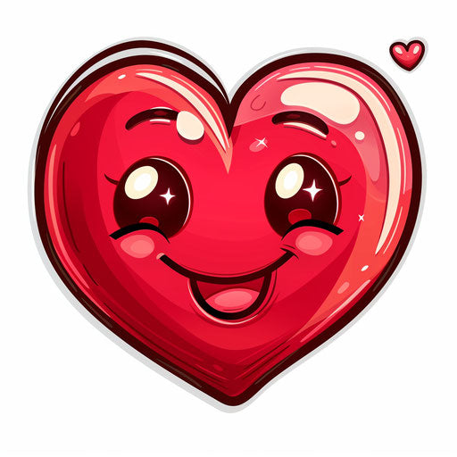 The heart of my heart, a cute red heart in transparent png, in the style of caricature faces, feminine sticker art, candid, lovely, eye-catching