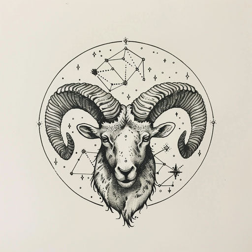 Minimalist sketch of the Aries constellation tattoo