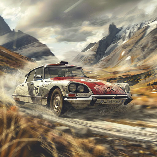 Historic rally with Citroen DS 20 and vintage livery