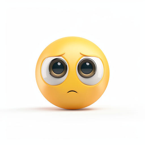Simple yellow emoji face on white background, neutral or slightly sad expression