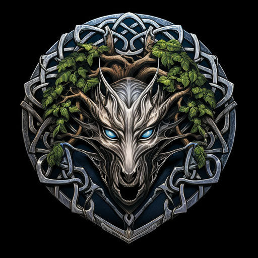 Celtic tattoos, Anne Stokes style, chrome-plated