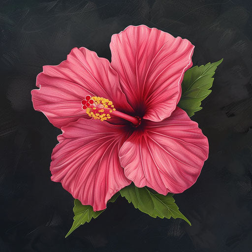 Realistic hibiscus flower clipart on dark background