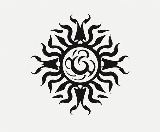 Celtic sun tattoo design, black-and-white style