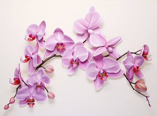 Pink and white orchid on white background, realistic rendering