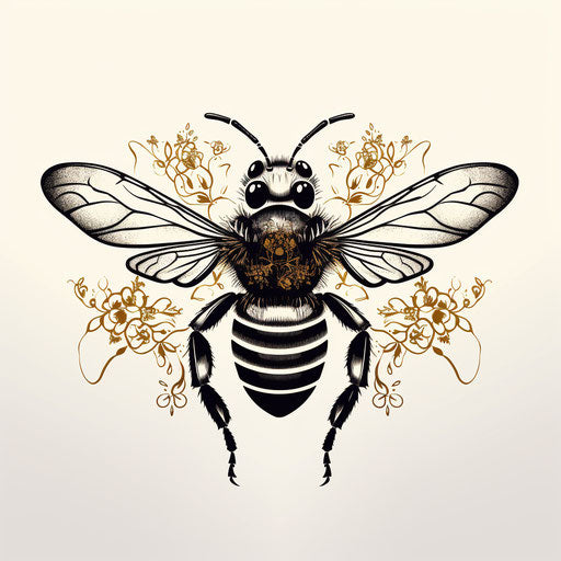 Illustration of a bee, screen printing style, high resolution