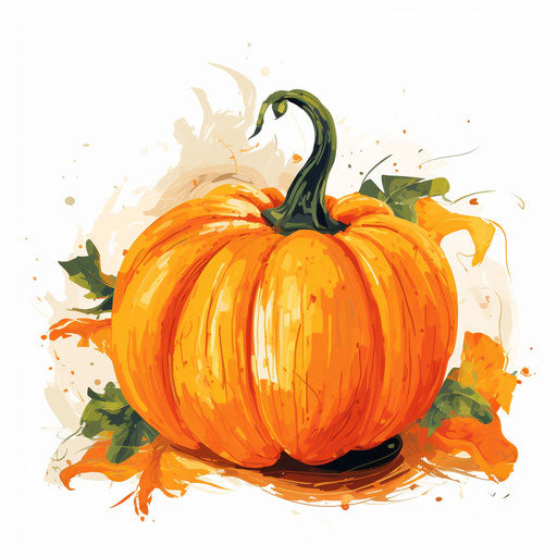 Pumpkin vector in the style of Impressionistic Art, on white background