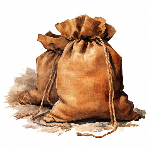 Sack clipart in Oil painting style, on white background