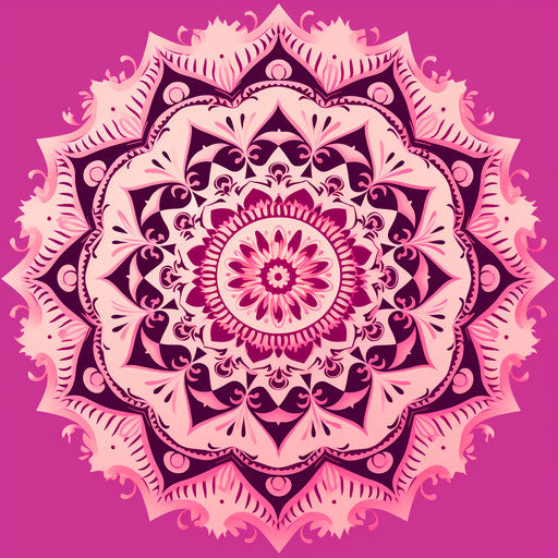 Indian mandala in rose pink with feminine sticker art