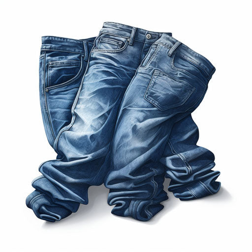 Jeans clipart in the style of Chiaroscuro Art, on white background