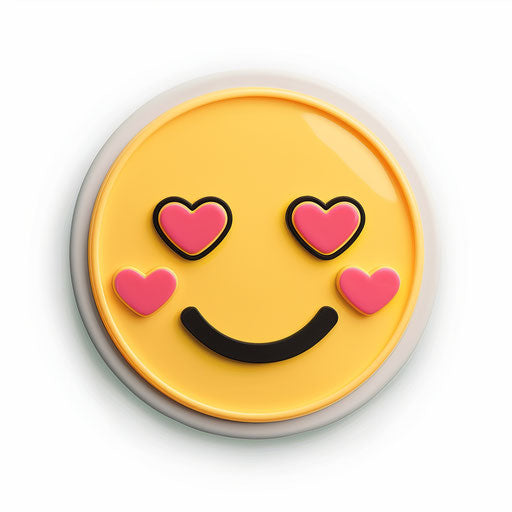 Emoji 'like' with heart eyes and smile, on white background
