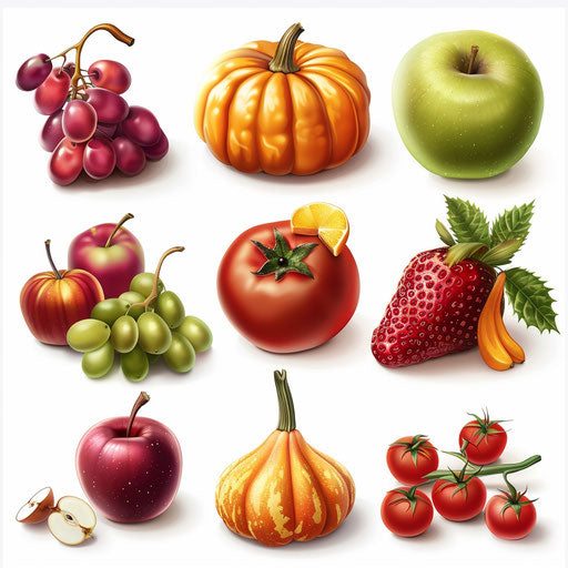 Realistic September clipart images on flat white background