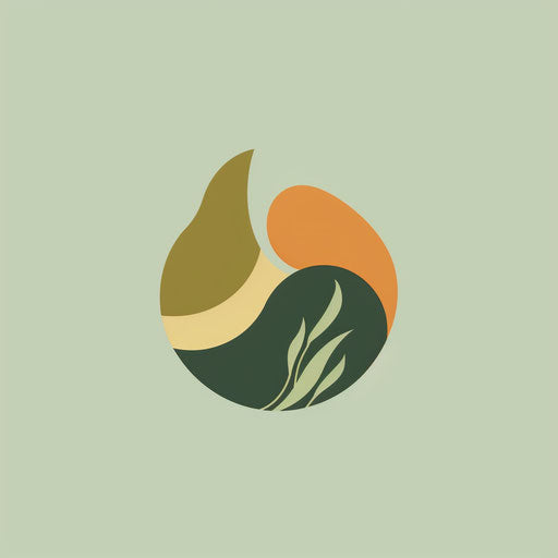 Organic nature-inspired business logo in earthy tones on light green background