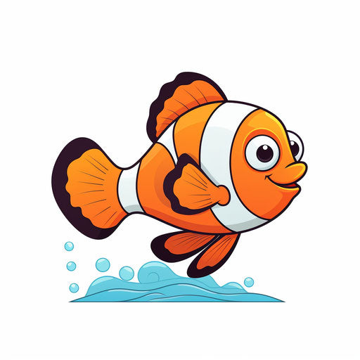 Clownfish in Minimalist style on white background