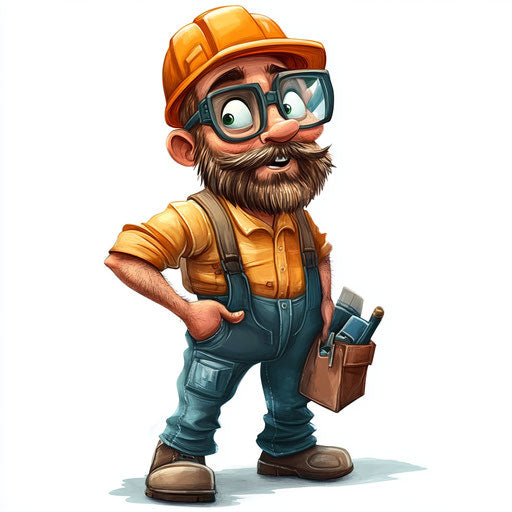Humorous caricature of an engineer with exaggerated long eyelashes