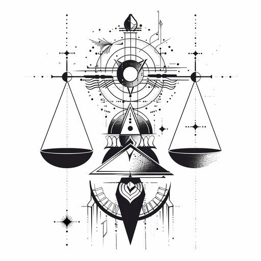 Libra constellation with abstract patterns and bold black outlines